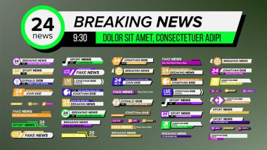 Arayüz Tv Breaking News Alt Sütyen Seti Vektör