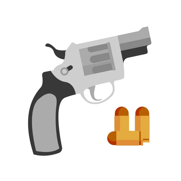 Handgun rewolwer Nagant i pistolet Bullet wektor — Wektor stockowy