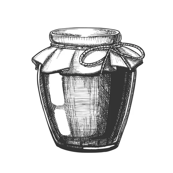 Entworfene hausgemachte Marmeladenglasflasche Nahaufnahme Vektor — Stockvektor
