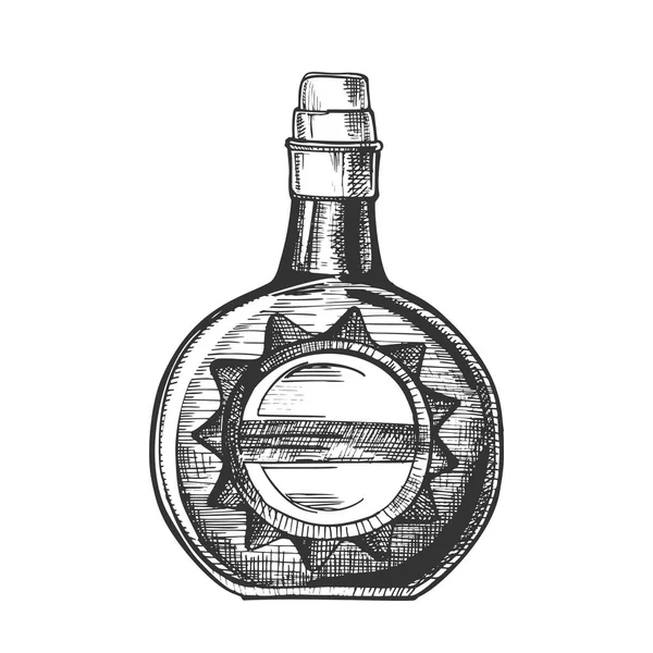 Kreis-Whisky-Flasche mit stylischem Korkverschluss-Vektor — Stockvektor