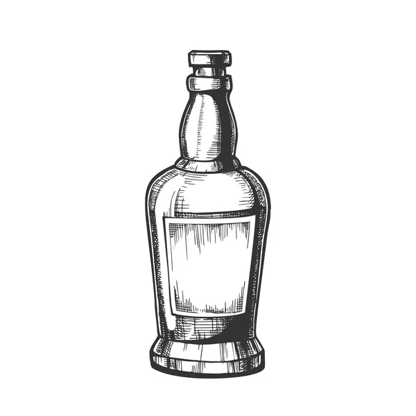 Bouteille de whisky dessinée à la main avec vecteur d'étiquette vierge — Image vectorielle