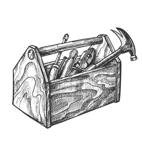 Zabytkowe drewniany Przybornik z stary instrument wektor — Wektor stockowy