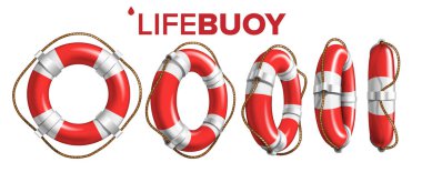 Farklı Görünümde Tekne Lifebuoy Halkası Vektör
