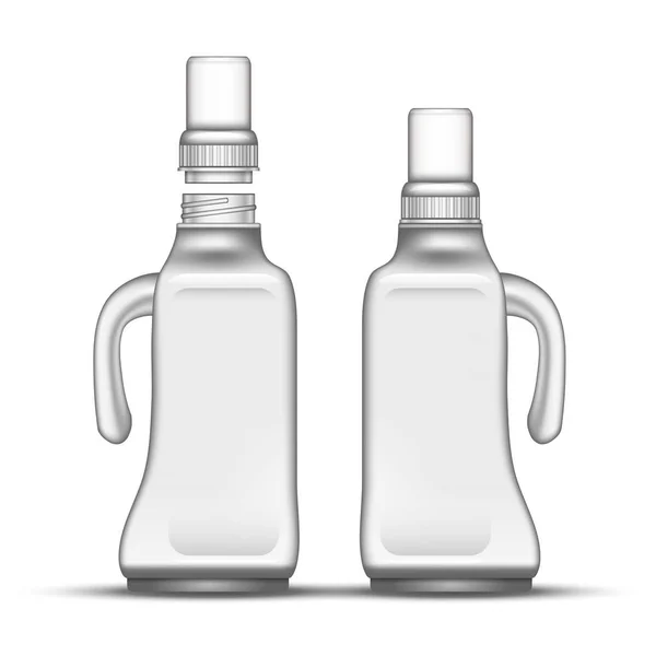 Botella de plástico blanqueador en blanco con mango Vector — Vector de stock