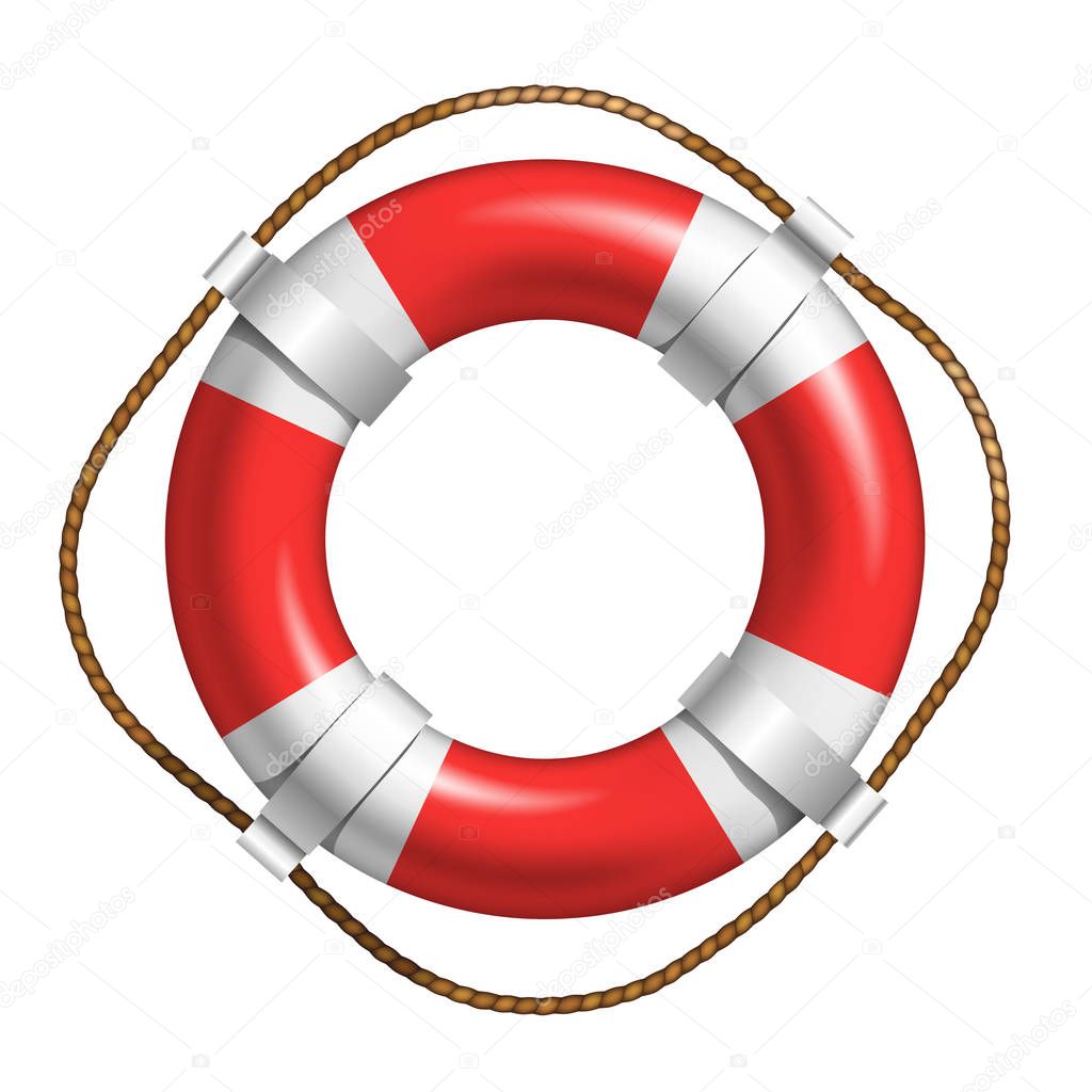 Red And White Lifebuoy For Help Life In Sea Vector