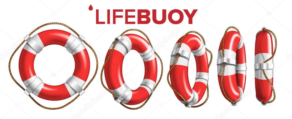 Boat Lifebuoy Ring In Different View Set Vector