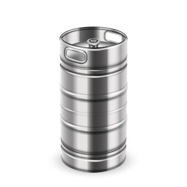 Tall Chrome Metallic Beverage Keg Barrel Vector clipart