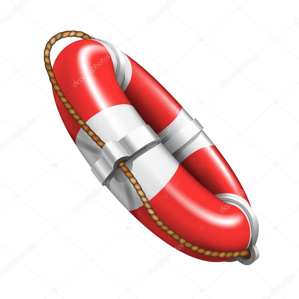 Red And White Ship Safe Life Circular Buoy Vector