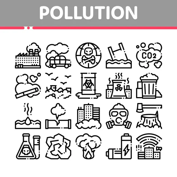 污染自然矢量细线图标集 — 图库矢量图片