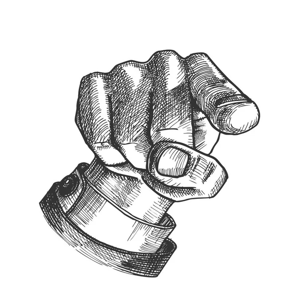 Вектор указателя пальца мужской руки указывающий на жест — стоковый вектор