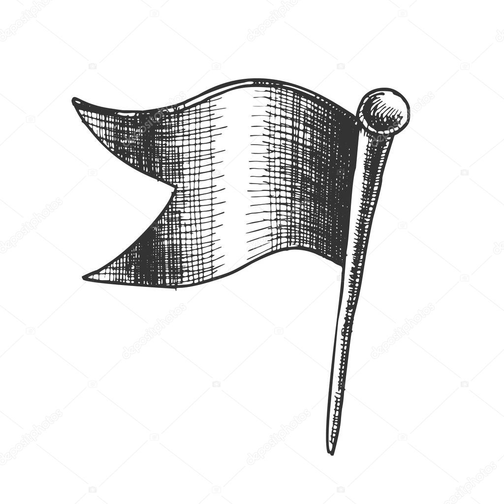 Stationery Pushpin Clinch In Wave Flag Form Vector