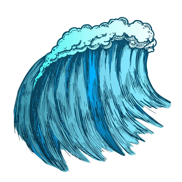 Cor Vetor grande da tempestade da onda marinha do mar tropical espumoso —  Vetores de Stock