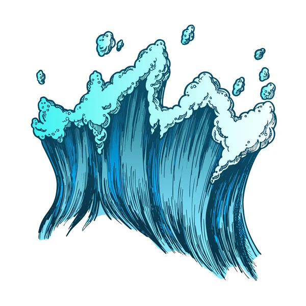 Морская волна с капельным вектором — стоковый вектор
