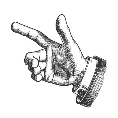 Erkek El Jest Forefinger Vintage Vektör olun
