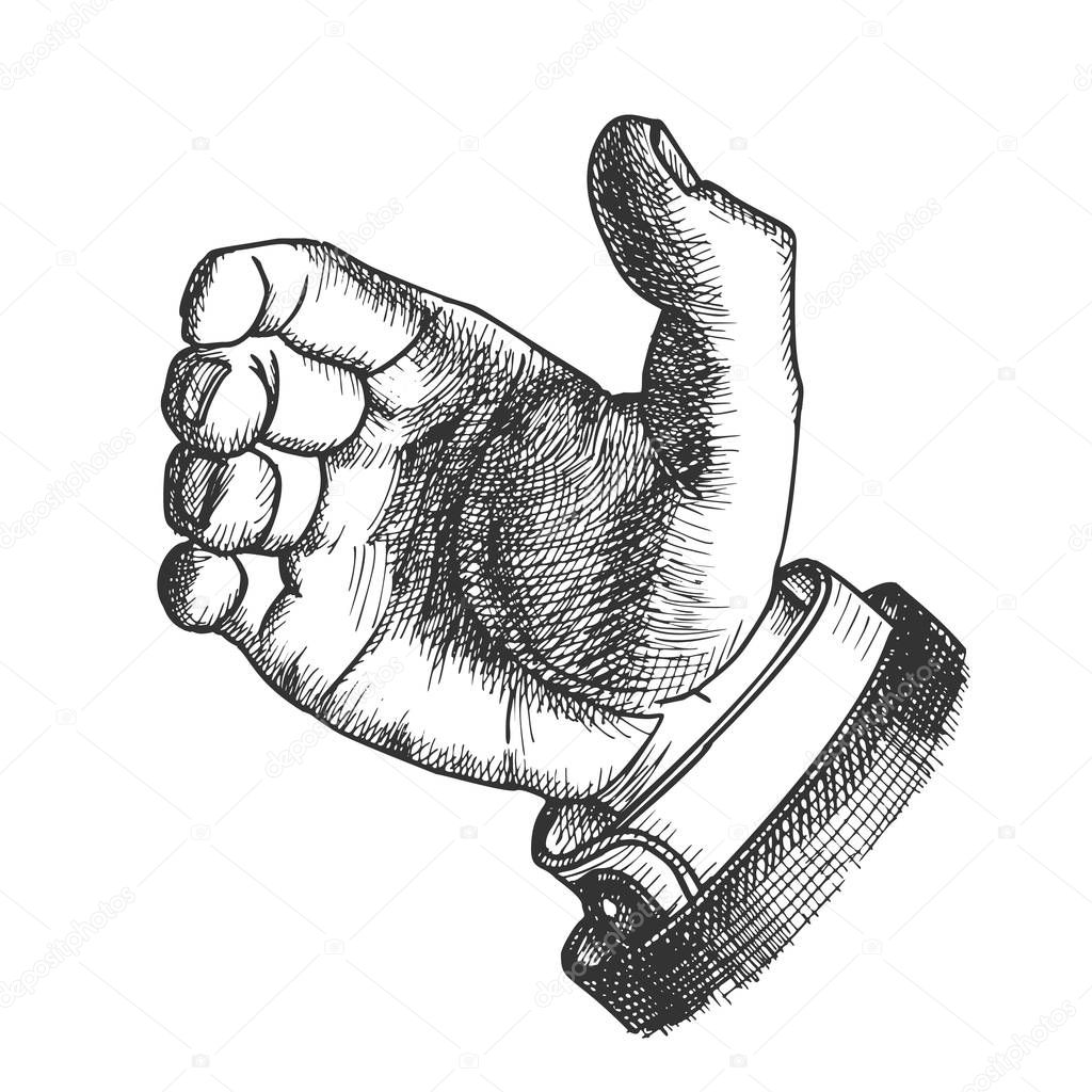Male Hand Make Gesture Palm Finger Doodle Vector