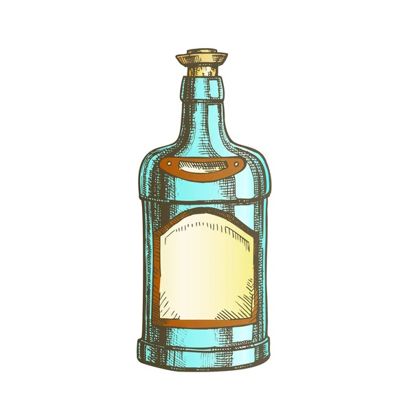 Color Classic Tequila Bottle Sombrero On Top Vector — Stock Vector