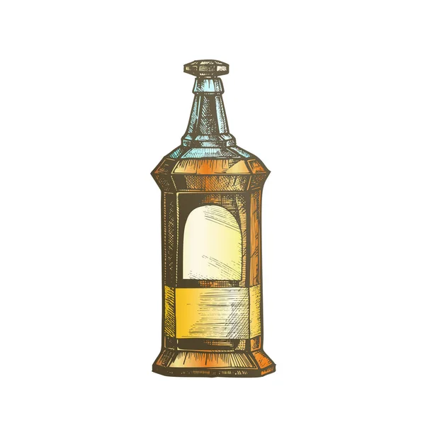 Kolor prostokątny Vintage whisky Booze butelka wektor — Wektor stockowy