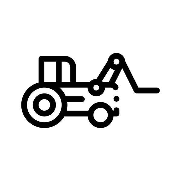 Fall Lader Traktor Fahrzeug Vektor dünne Linie Symbol — Stockvektor