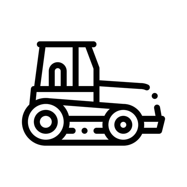 Caterpillar Tractor Vehicle Vector Thin Line Icon