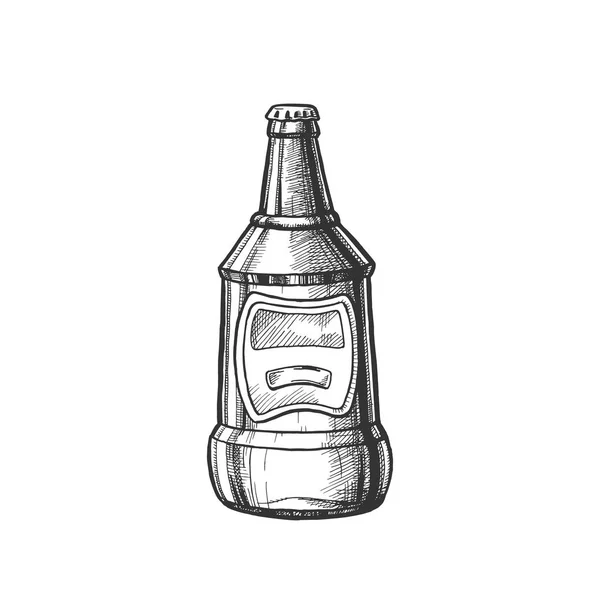 Botella cerrada en blanco dibujada a mano del vector de la cerveza — Vector de stock