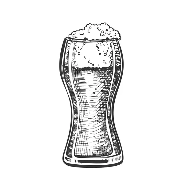 Vidrio estándar dibujado del pub con el vector de la cerveza de la espuma — Vector de stock