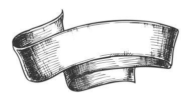 El Çizilmiş Klasik Reklam Kurdele Vektörü