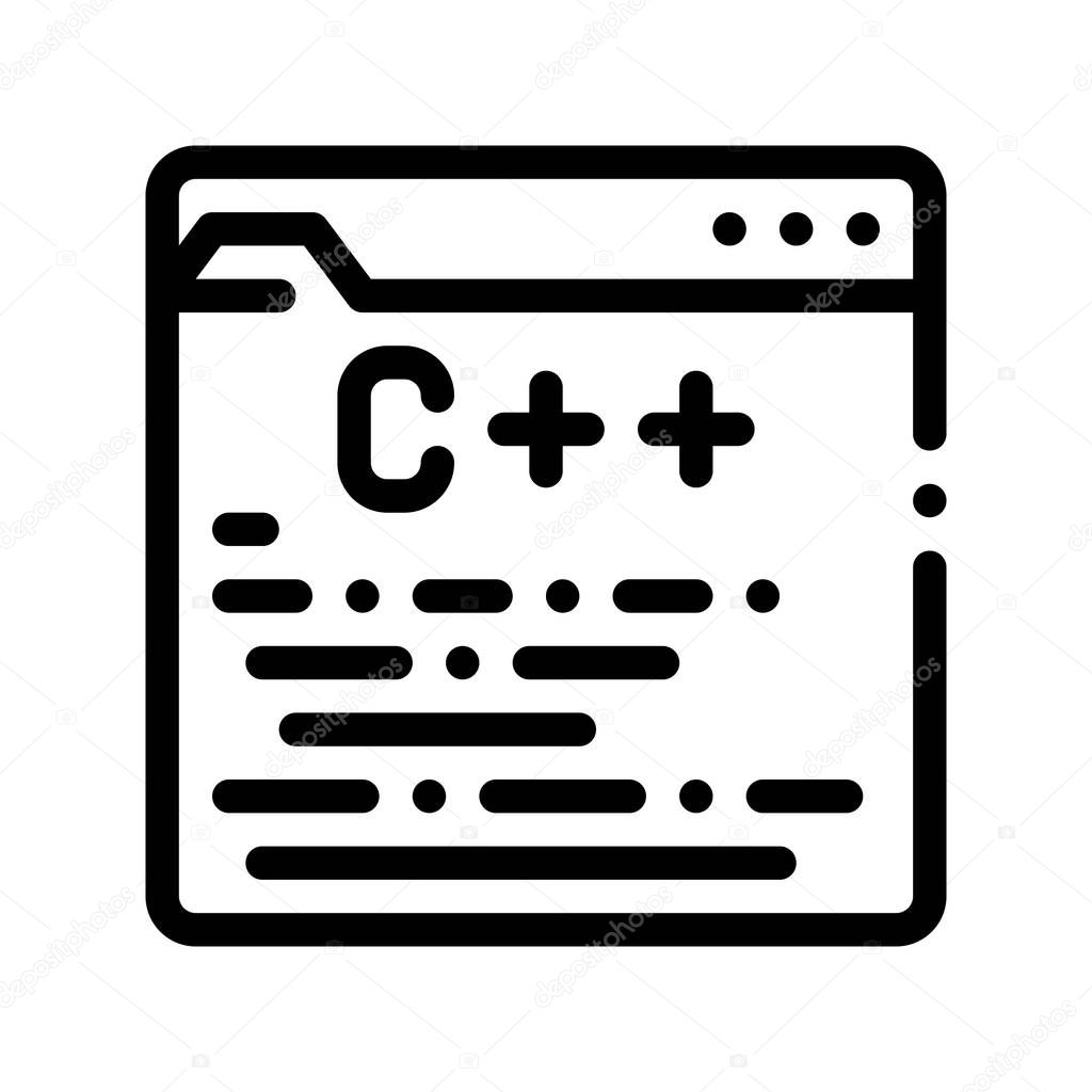 Coding Development Language Vector Thin Line Icon. Digital Function Coding File, Data Encryption Linear Pictogram. Programming Bug Fixing, Programmer Script Contour Illustration