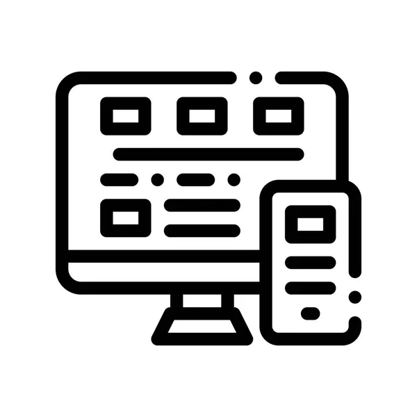 Computador Smartphone System Vector Thin Line Icon — Vetor de Stock