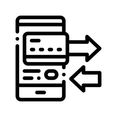 Cep telefonu vektör Ince çizgi simgesi Ile ödeme