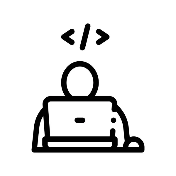 Programador Codificación Laptop Vector Thin Line Icon — Archivo Imágenes Vectoriales