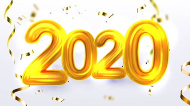 Golden 2020 yeni yıl Xmas parti afiş vektör