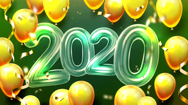2020 гелієвих повітряних куль та векторних банерів конфетті — стоковий вектор
