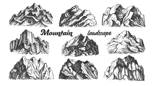 Colección Montaña Paisaje Set Vintage Vector — Archivo Imágenes Vectoriales