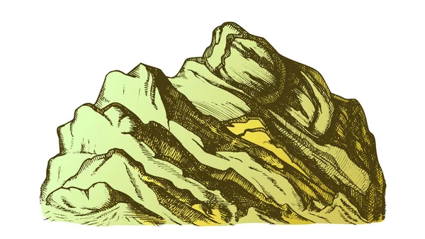 Warna Puncak Lanskap Gunung Tangan Ditarik Vektor - Stok Vektor