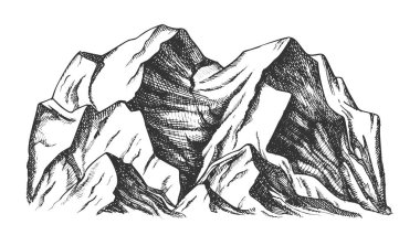 Summit Of Mountain Landscape Monochrome Vector vector Summit Of Mountain Landscape Monochrome Vector vector