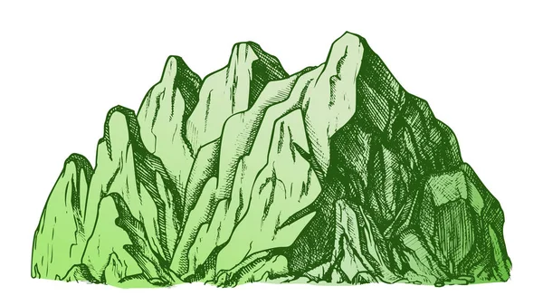 Warna High Mountain Crag Landscape Hand Drawn Vector - Stok Vektor