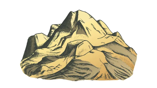 Vector dibujado a mano del paisaje de montaña de la cubierta de nieve del color — Archivo Imágenes Vectoriales