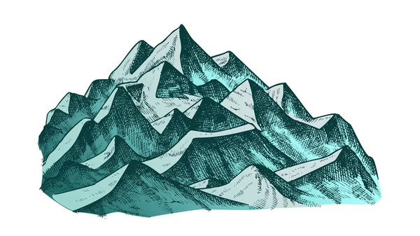 Puncak Lanskap Gunung Vektor Warna Tinta - Stok Vektor