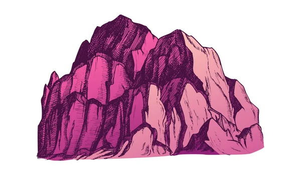Color pico de paisaje de montaña rocosa Vintage Vector — Archivo Imágenes Vectoriales