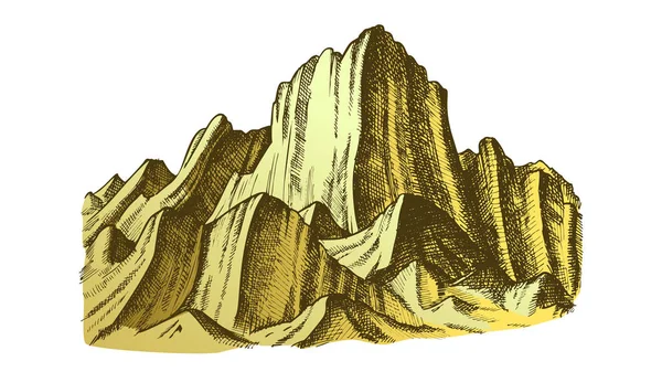 Puncak dari Rocky Mountain Landscape Color Vector - Stok Vektor