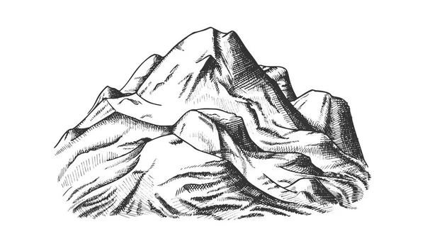 Vector dibujado a mano del paisaje de la montaña de la nieve que cubre — Archivo Imágenes Vectoriales