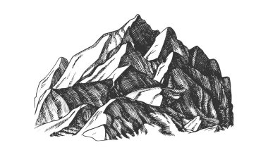 Dağ Crag peyzaj el çizilmiş vektör Peak