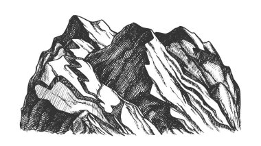 Peak of Rocky Mountain Landscape el çizilmiş vektör