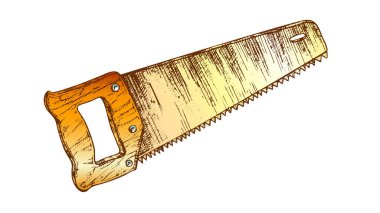 Renk el testere Woodworker enstrümanları kapatmak vektör