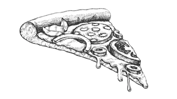 Pyszne włoskie plasterki Pizza ręcznie rysowane wektor — Wektor stockowy