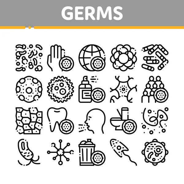 收集细菌细菌矢量符号图标集 — 图库矢量图片