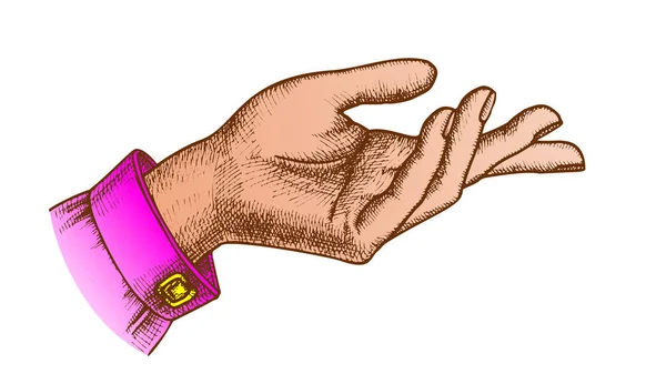 Gesto della mano della ragazza di colore Mostra direzione Vettore disegnato a mano — Vettoriale Stock