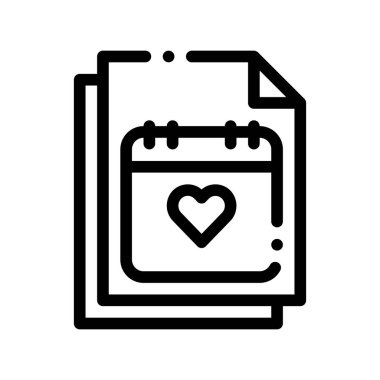 Takvim Sayfasında Düğün Günü İmza Vektörü Simgesi