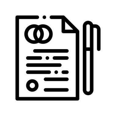 Evlilik Öncesi Anlaşma İmzası İnce Satır Vektör Simgesi