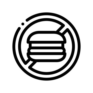 Anti Sağlıksız Gıda İşareti Vektör İnce Çizgi Simgesi